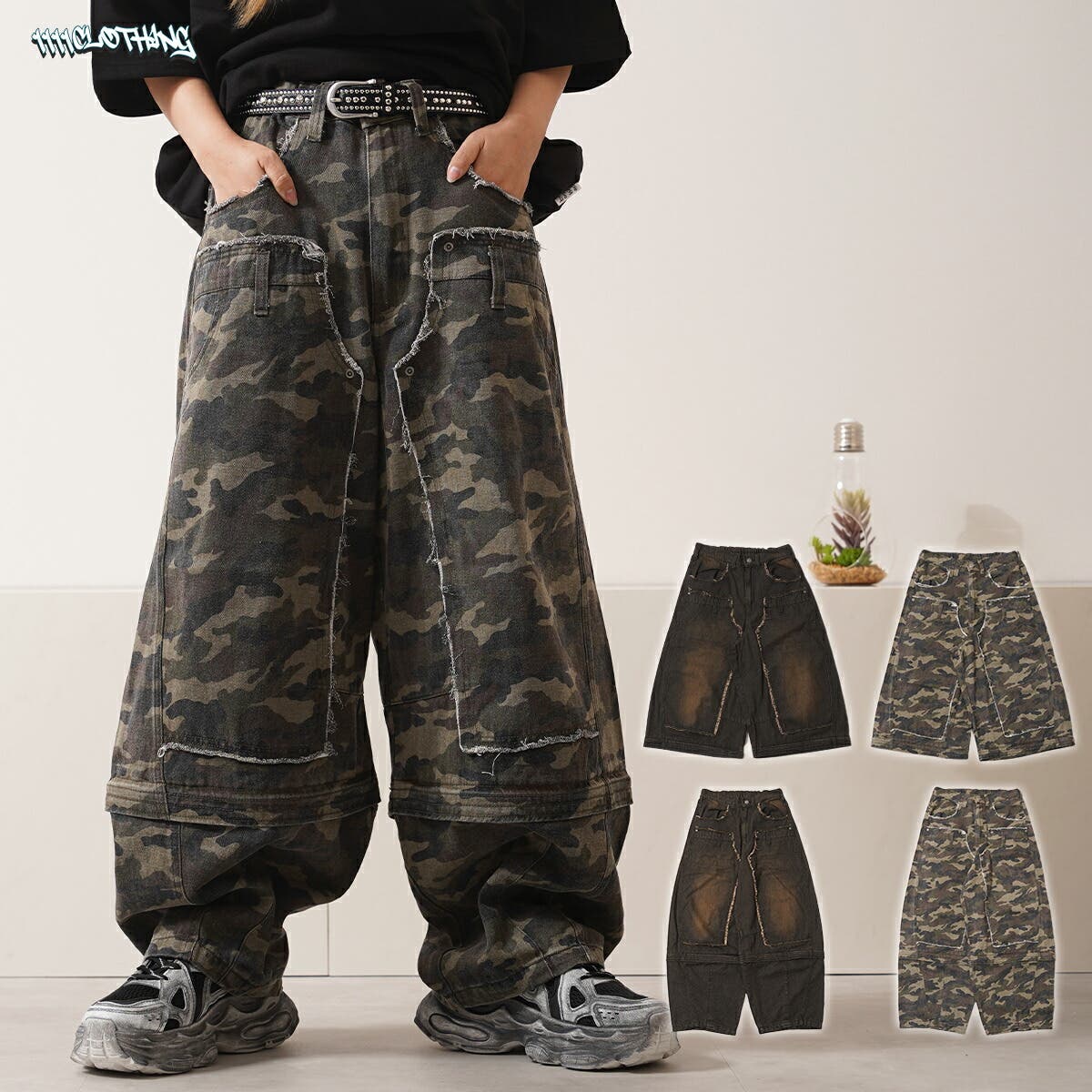 ダブルニー ワイドパンツ ユニセックス[品番：OCGW0004359]｜ONE 4