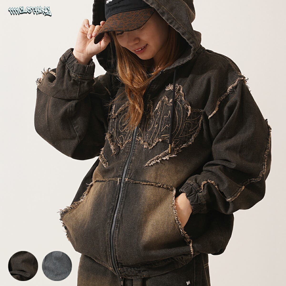 80s \"HI GEAR\" デニム ジップアップパーカー 短丈 デニムジャケット 80s HI GEAR デニム ジップアップパーカー 短丈 デニムジャケット