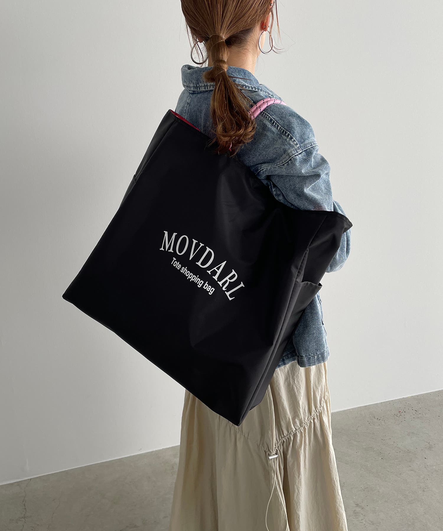 Rough & Swell ネイビー トートバッグ ビッグロゴ・トート 美品 キャンバスファームトート ネイビー・ブラック｜ノベルティ