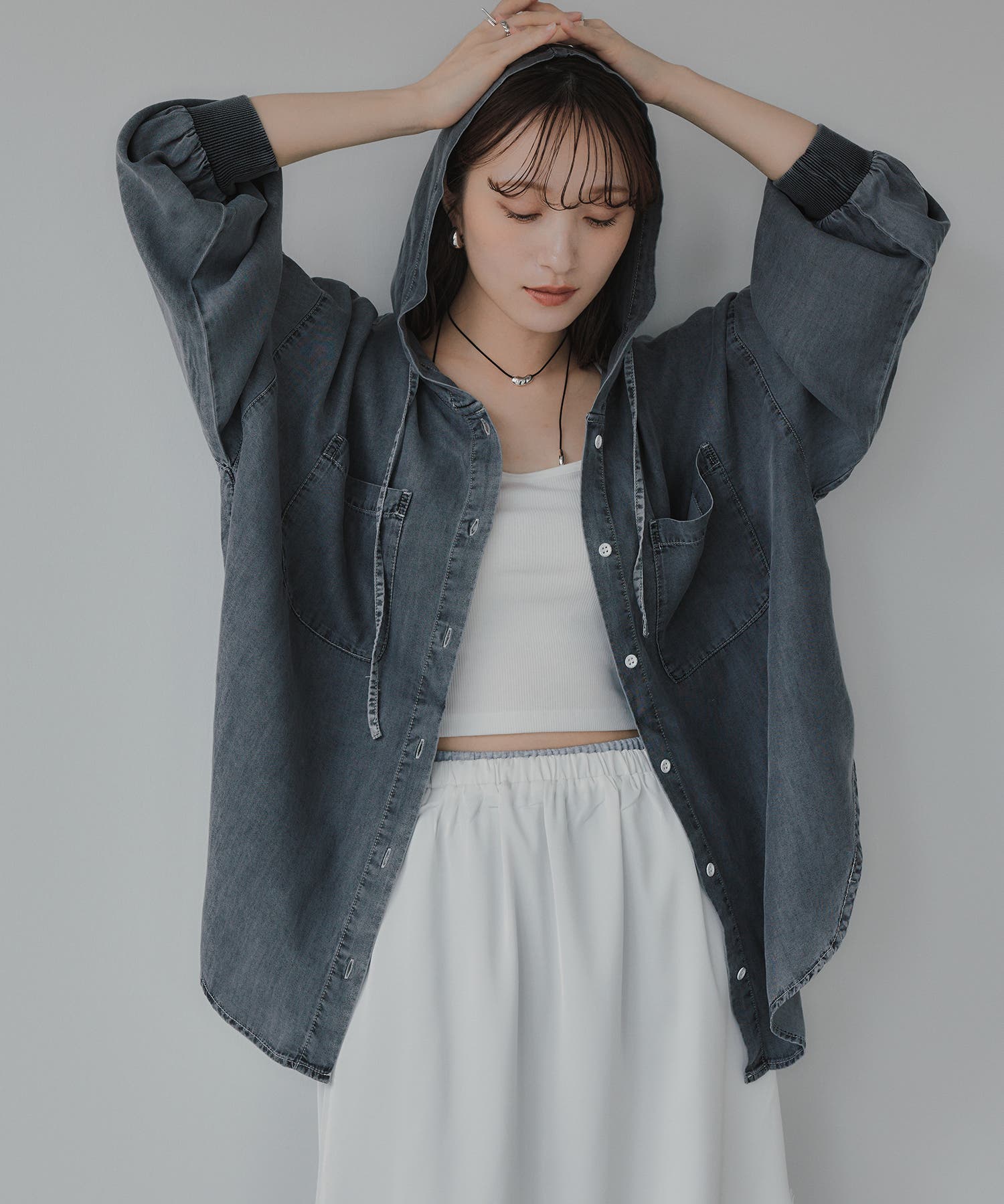 テンセルデニムパーカーシャツ[品番：KTKW0010588]｜210nouve（トゥー
