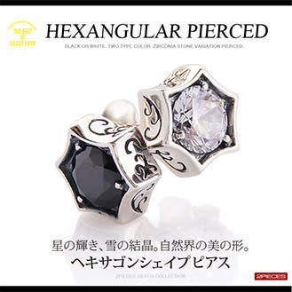 ys0629☺︎ 同梱⭐️ヘキサゴン型ルビー14kgfピアス ◇pi0461○バラ売り ヘキサゴンシェイプシルバーピアス[品番