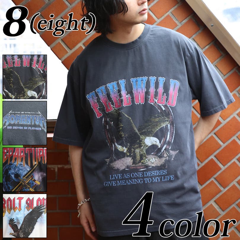 Tシャツ メンズ ロックT ピグメント加工 ロック[品番：EH000006179