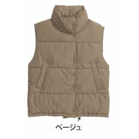 ダウンベスト ベージュ/薄橙色系（レディース） - ファッション