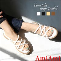 AmiAmi | クロスチューブ ストラップ サンダル レディース