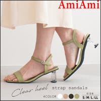 AmiAmi | アンクルストラップ クリアヒール サンダル レディース