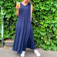 マキシワンピース ブルー・ネイビー/青・紺色系（レディース）の 