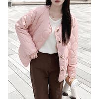 ノーカラージャケット ピンク/桃色系（レディース） - ファッション