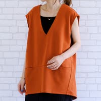ベスト・ジレ オレンジ/橙色系（レディース） - ファッション