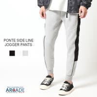 ARCADE | ポンチ エンボスロゴ ジョガーパンツ メンズ イージーパンツ サイドラインパンツ スウェット スリム ワンマイルウェア 無地 スポーティー