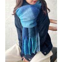 マフラー ブルー・ネイビー/青・紺色系（レディース