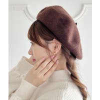 ブラウンファーベレー帽 QUEENHEAD 帽子 レディース ゆったりフェイクファーベレー帽