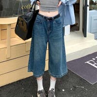 ガウチョパンツ ブルー・ネイビー/青・紺色系（レディース）の