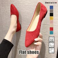 フラットシューズ レッド/赤色系（レディース） - ファッション