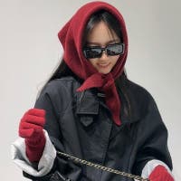 マフラーレディースファッション小物アイテム赤黒 未使用 Melody Accessory マフラー 日本製 ストール レディース