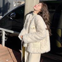 ファーコート ホワイト/白色系（レディース） - ファッション