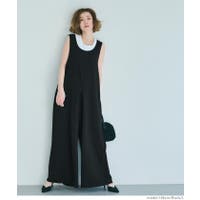 KURASHI サロペット　ノースリーブ　ブラック サロペット ブラック/黒色系（レディース） - ファッション通販