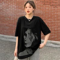 DearHeart | 顔プリント半袖Tシャツカットソー 春夏 韓国ファッション