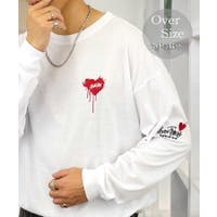 ハート 2か所刺繍 長袖Tシャツ 白 黒 Tシャツ