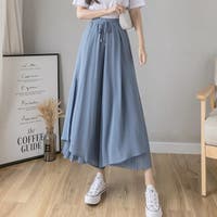 ガウチョパンツ ブルー・ネイビー/青・紺色系（レディース