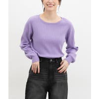 ヌメロヴェントゥーノ クロップドニット セーター パープル 紫