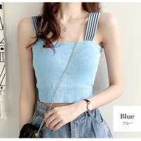 レディースキャミソール ブルー・ネイビー/青・紺色系- ファッション 