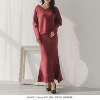 ◆トップス＆ワンピース セットアップ レッド 秋冬 SAVIRRYシリーズ】セットアップ トップス+スカート 赤 黒 配色