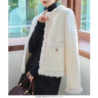 ノーカラージャケット ホワイト/白色系（レディース