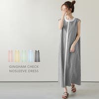 口コミ レビュー ロングワンピース ノースリーブ ギンガムチェック サッカー生地 レディース おす La Gemme ラジェム レディースファッション通販shoplist ショップリスト