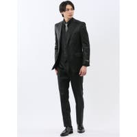 麻混スーパーストレッチ スリムフィット ノータックスラックス 紺[品番