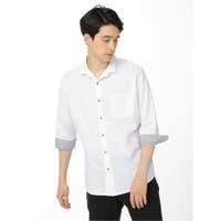 TAKA-Q MEN | 綿麻 スタンドウィングカラー 7分袖シャツ