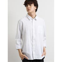 TAKA-Q MEN | フレンチリネン混レギュラーカラー半端袖シャツ