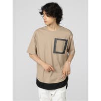 TAKA-Q MEN | 胸ポケット付き クルーネック ルーズ半袖Tシャツ