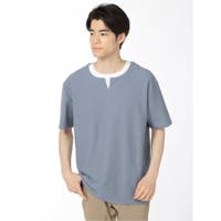 TAKA-Q MEN | リップル×ワッフル キーネック半袖Tシャツ