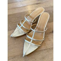 Ameri ゴールド ミュール L 24.5-25cm相当 アシエル サンダル フラット | ゴールド ウーブンファブリック