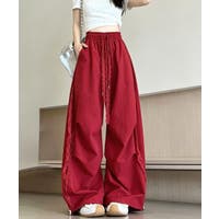 ワイドパンツ レッド/赤色系｜レディース｜Shoplist