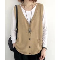 ベスト・ジレ ベージュ/薄橙色系（レディース） - ファッション