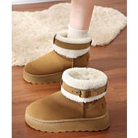 ブラウンホワイトファー ムートンブーツ