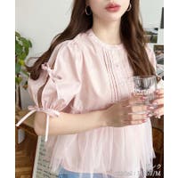 K116.インナーキャミ付プリーツ袖シフォンブラウス（ピンク）春夏 大人 かわいい 楽天市場】シフォンブラウス シャツ ブラウス レディース