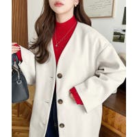 ノーカラージャケット ホワイト/白色系（レディース