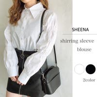 SHEENA  | シャーリング袖ブラウス　秋　冬　韓国　韓国ファッション　ブラウス　シャツ　トップス　シャーリング　ギャザー　白シャツ　きれいめ　カジュアル　