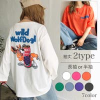 SHEENA  | WolfDog刺しゅうルーズTシャツ/ロンT　韓国ファッション　韓国　ロンT　Tシャツ　トップス　