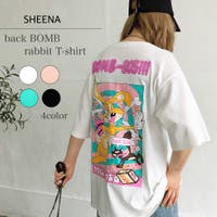 SHEENA  | バックBOMBラビットTシャツ　春　夏　韓国ファッション　韓国　Tシャツ　トップス　プリント　刺しゅう　バックシャン　ストリート　ダンス　カジュアル　