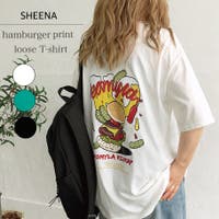 SHEENA  | ハンバーガープリントルーズTシャツ　春　夏　韓国ファッション　韓国　Tシャツ　トップス　ルーズ　BIG　ビッグ　オーバー　ゆったり　プリント　バックシャン　アメカジ　ストリート　カジュアル　