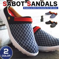 ShoeSquare | サボサンダル メンズ スリッポン クロッグ カジュアル 2way ベルト 可動式 軽量 着脱簡単 防滑 デニム チェック クッション 靴 メンズシューズ カジュアル