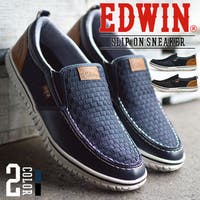 ShoeSquare | EDWIN エドウィン スリッポン メンズ スニーカー カジュアルシューズ ローカット 編み込み サイドゴア メッシュ素材 汚れ加工 カップインソール 屈曲
