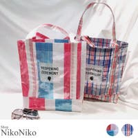 ShopNikoNiko | 夏新作 チェック柄メッシュトート 鞄 バッグ メッシュ チェック トート クリア PVC 韓国ファッション レディース