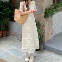 マキシワンピース ベージュ/薄橙色系（レディース）のアイテム