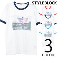 Style Block MEN | Tシャツ カットソー クルーネック 半袖 フォトプリント ガールズフォト リンガーTシャツ アメカジ トップス メンズ ブルー ネイビー レッド 夏先行