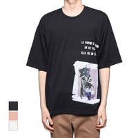 Style Block MEN | Tシャツ カットソー クルーネック 丸首 半袖 5分袖 デジタルプリント ロゴ ビッグシルエット トップス メンズ ホワイト ピンク ブラック 夏先行