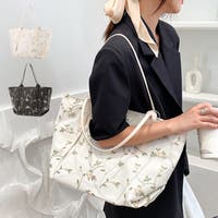 STYLEBLOCK | ショルダーバッグ トートバッグ  花柄 刺繍 A4 大きい 軽い バッグ 鞄 レディース ホワイト ブラック